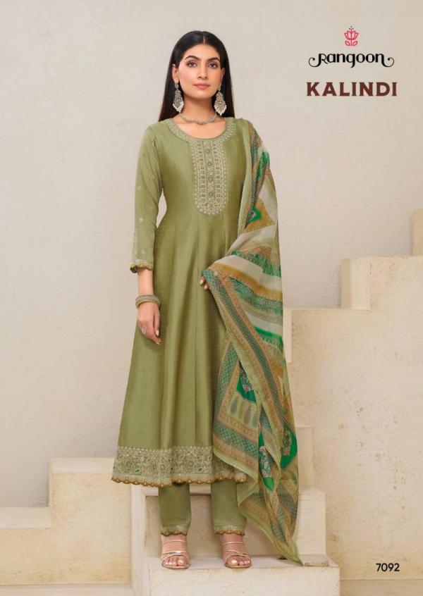 Rangoon Kalindi Silk Embroidered With Khatli Readymade Suit