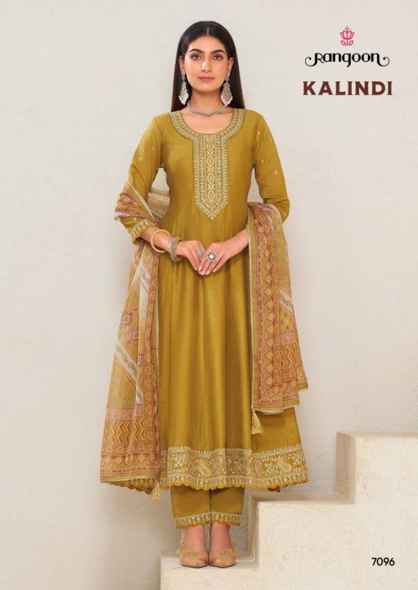 Rangoon Kalindi Silk Embroidered With Khatli Readymade Suit