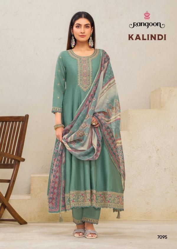 Rangoon Kalindi Silk Embroidered With Khatli Readymade Suit
