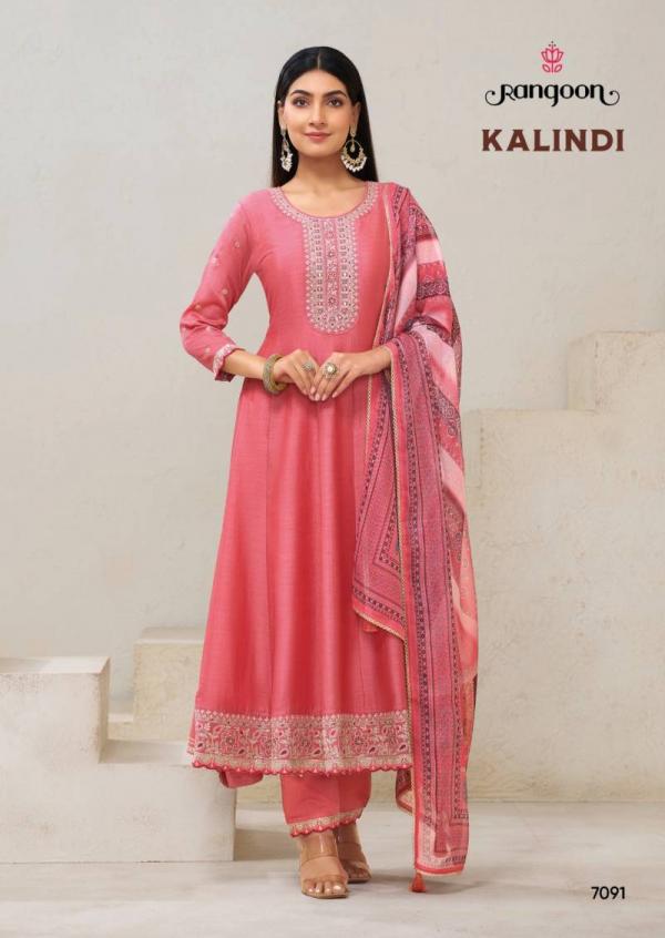 Rangoon Kalindi Silk Embroidered With Khatli Readymade Suit