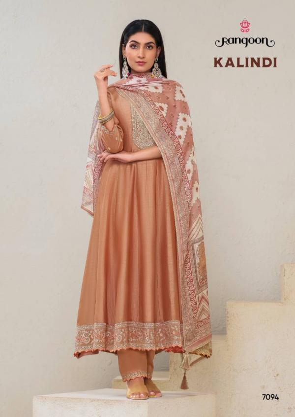Rangoon Kalindi Silk Embroidered With Khatli Readymade Suit