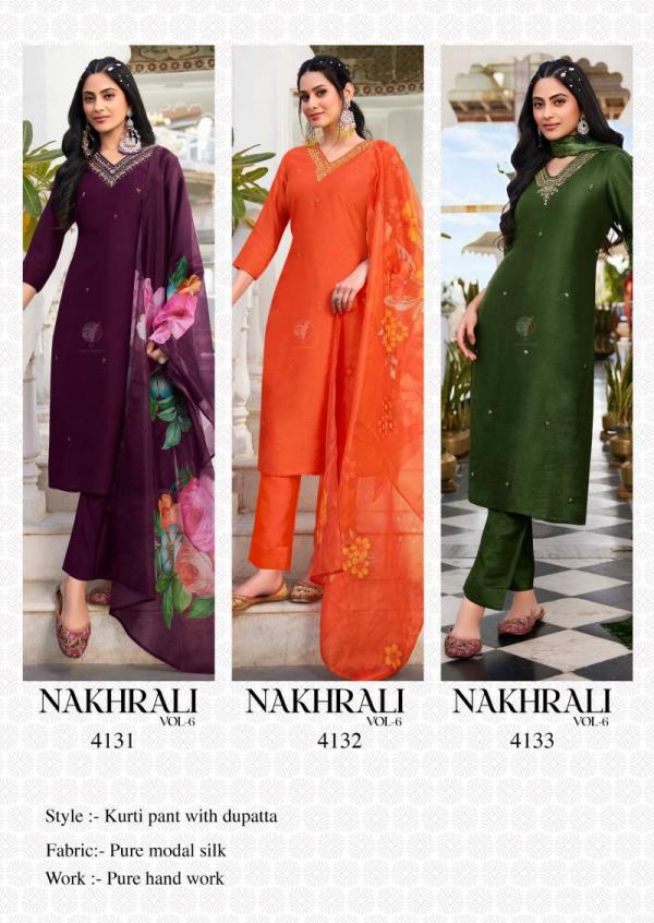 Af Nakhrali Vol 6 Modal Silk Kurti Bottom With Dupatta Collection