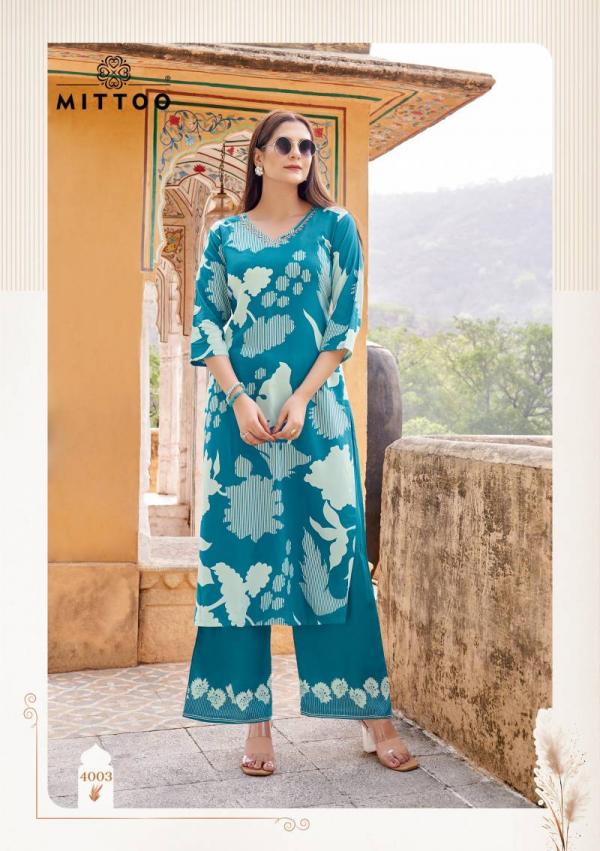 Mittoo Naisha Rayon Printed Kurti With Bottom