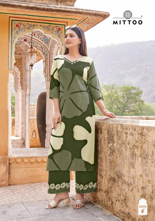 Mittoo Naisha Rayon Printed Kurti With Bottom