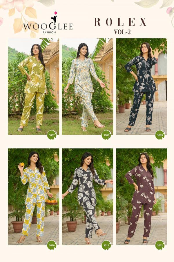 Woogle Rolex Vol 2 Casual Wear Rayon Printed Cord Set Collection