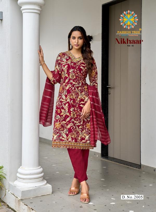 Nikhaar Vol 2 By Passion Tree Rayon Printed Readymade Collection