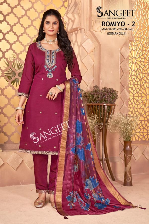 Sangeet Romiyo 2 Roman Silk Embroidered Readymade Collection