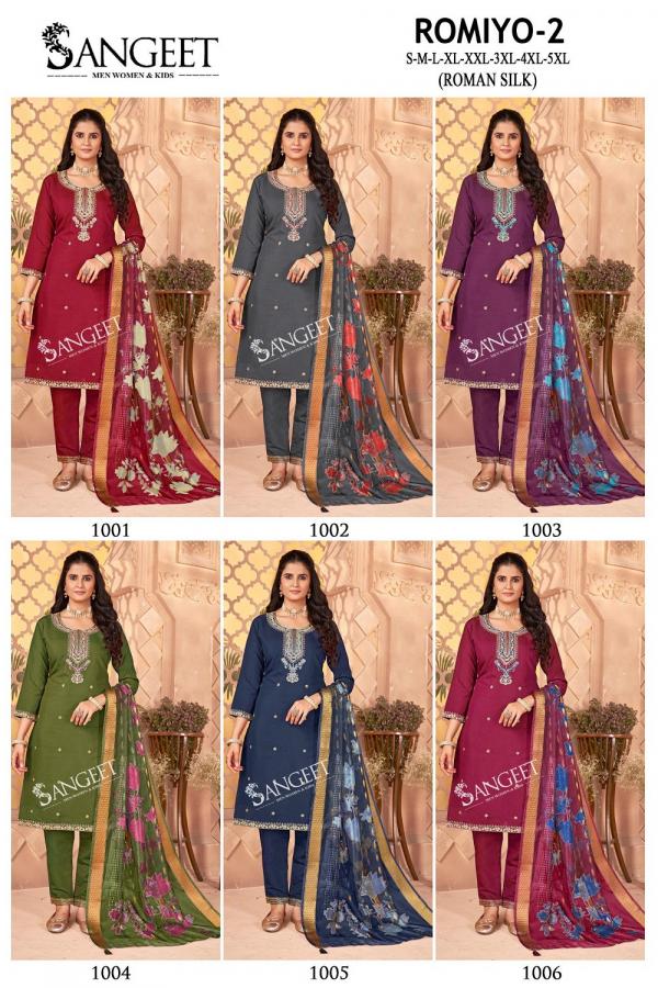 Sangeet Romiyo 2 Roman Silk Embroidered Readymade Collection