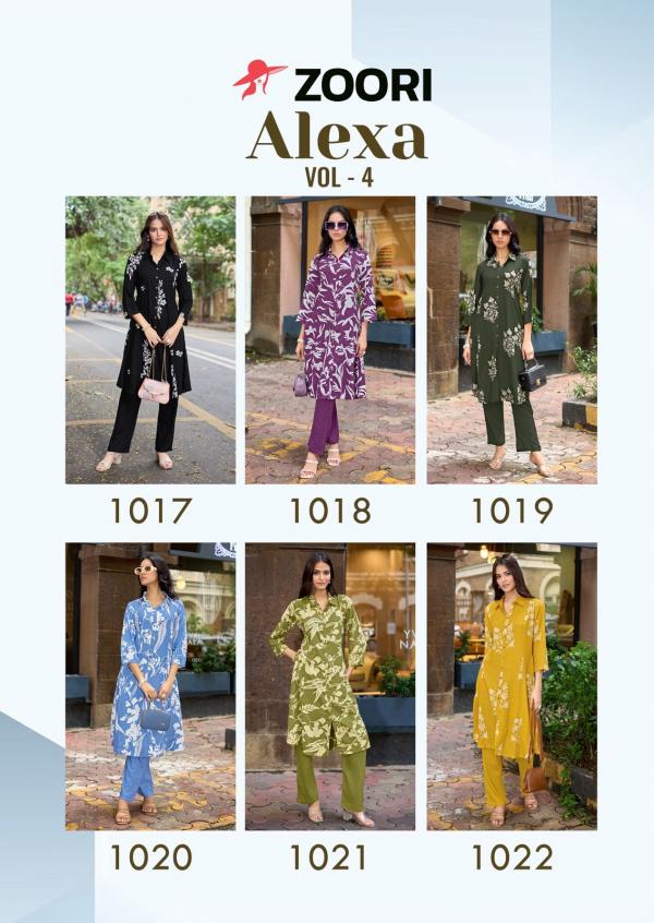 Zoori Alexa Vol 4 Rayon Printed Kurti With Bottom Collection