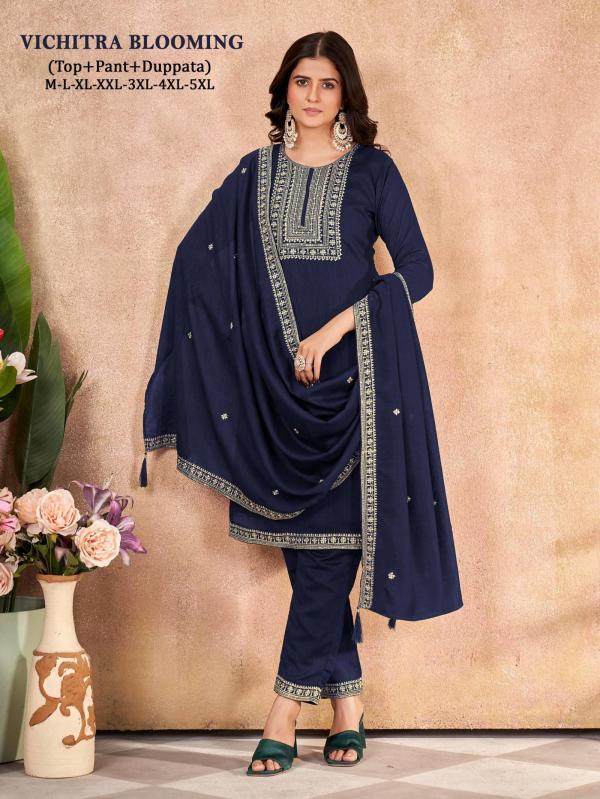 Sangeet Vichitra Blooming Silk 2 Kurti Pant And Dupatta Collection