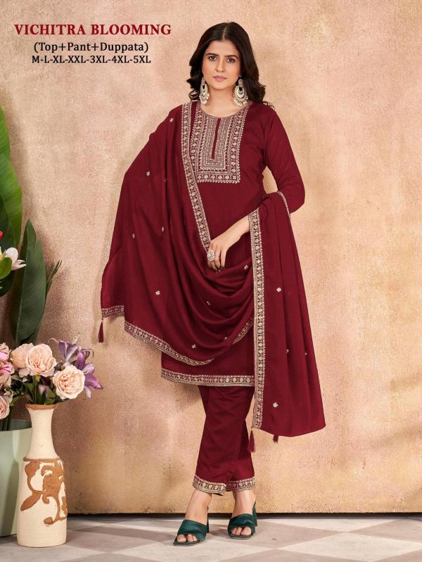 Sangeet Vichitra Blooming Silk 2 Kurti Pant And Dupatta Collection