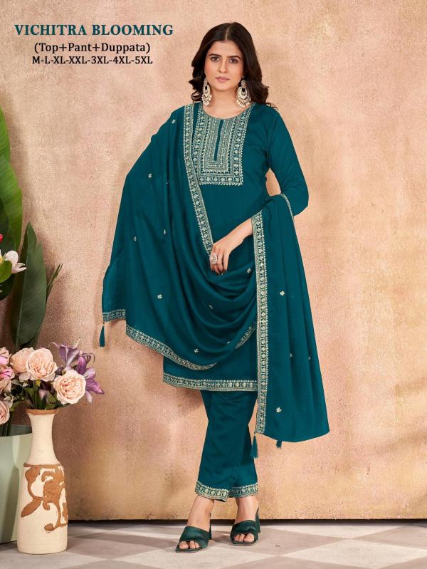 Sangeet Vichitra Blooming Silk 2 Kurti Pant And Dupatta Collection