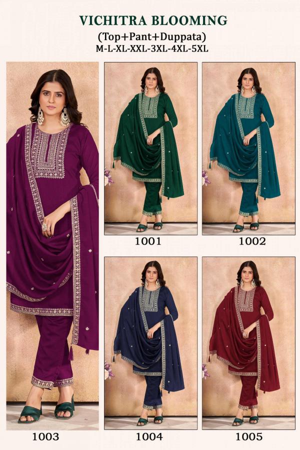 Sangeet Vichitra Blooming Silk 2 Kurti Pant And Dupatta Collection