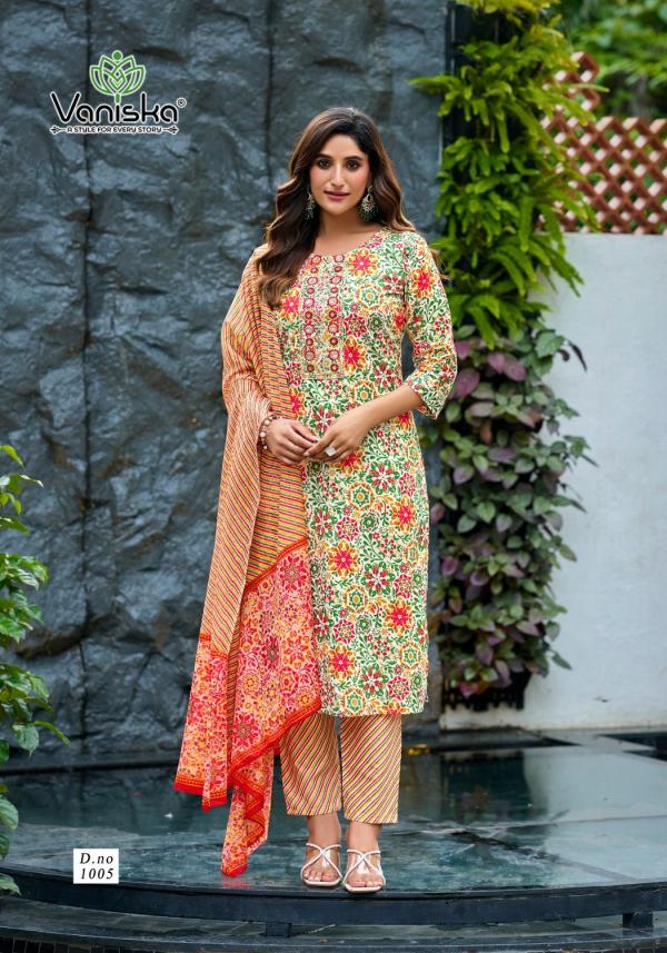 Vaniska Trendy Cotton Vol 1 Embroidery Work With Printed Readymade Collection