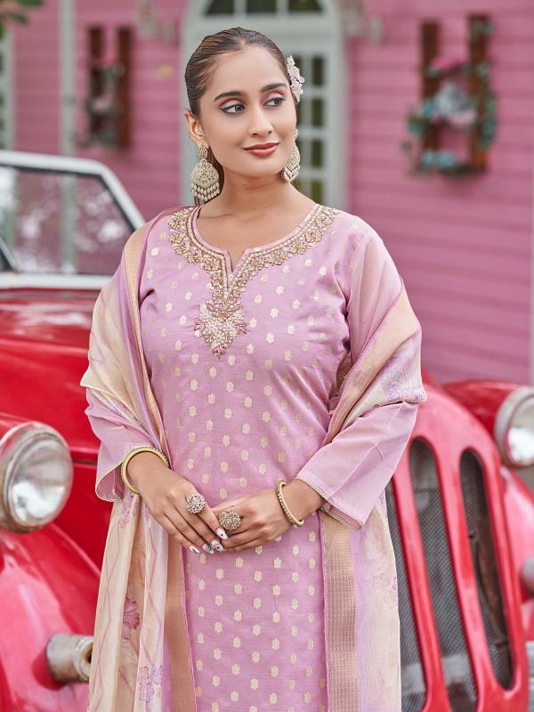 Aanchi Bingo Shimmer Jacquard Butti Kurti Pant And Dupatta Collection