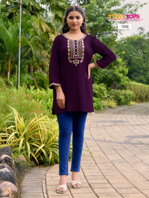 Tips And Tops Bubbly Vol 15 Rayon Slub Embroidery Tops Collection