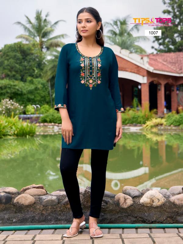 Tips And Tops Bubbly Vol 15 Rayon Slub Embroidery Tops Collection