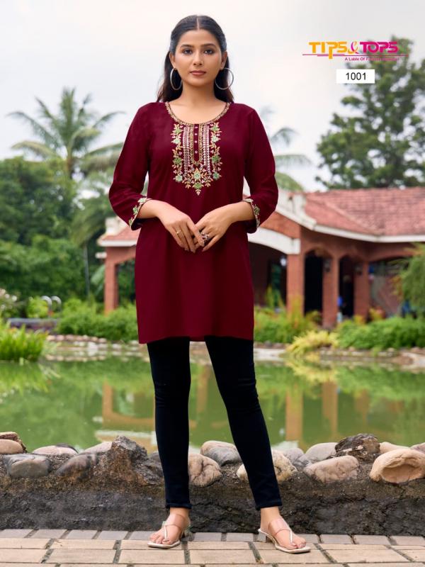 Tips And Tops Bubbly Vol 15 Rayon Slub Embroidery Tops Collection
