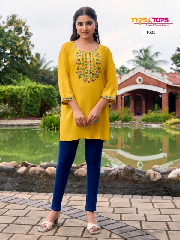 Tips And Tops Bubbly Vol 15 Rayon Slub Embroidery Tops Collection