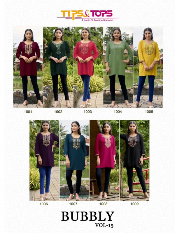 Tips And Tops Bubbly Vol 15 Rayon Slub Embroidery Tops Collection
