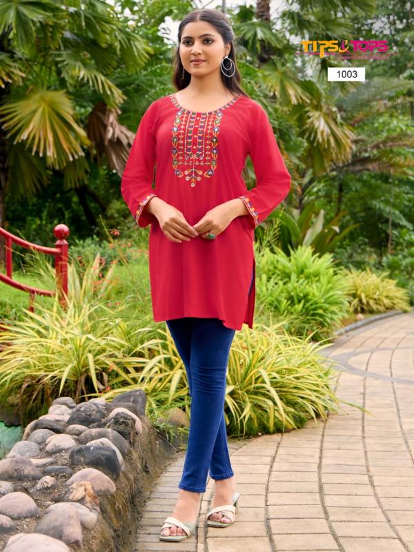 Tips And Tops Bubbly Vol 15 Rayon Slub Embroidery Tops Collection