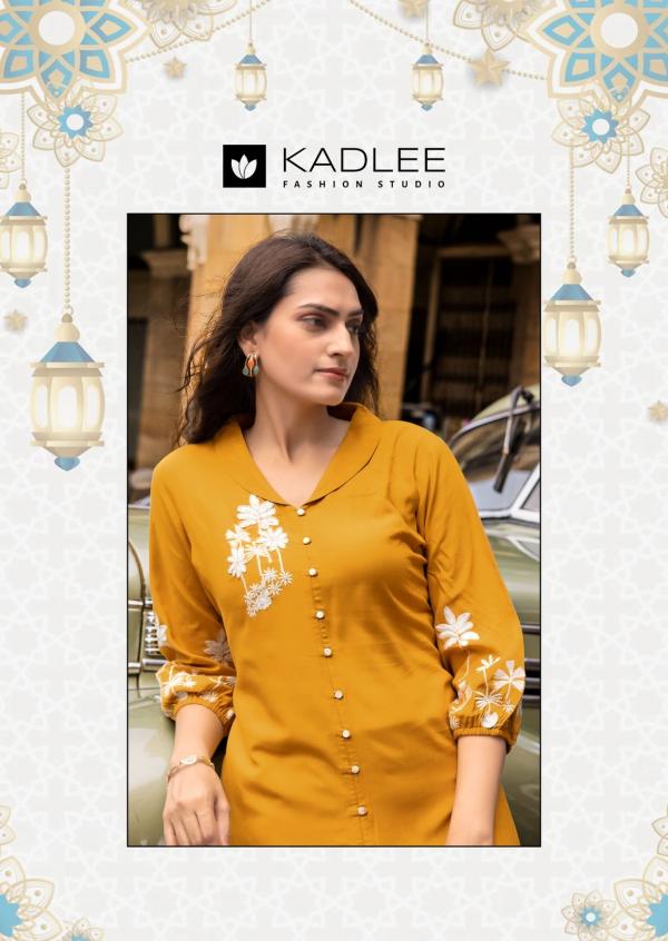 Kadlee Silver Stone Rayon Threadwork Casual Wear Top And Bottom