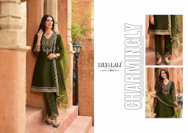 Lily And Lali Romania Silk Embroidery Handwork Kurti Pant And Dupatta Collection