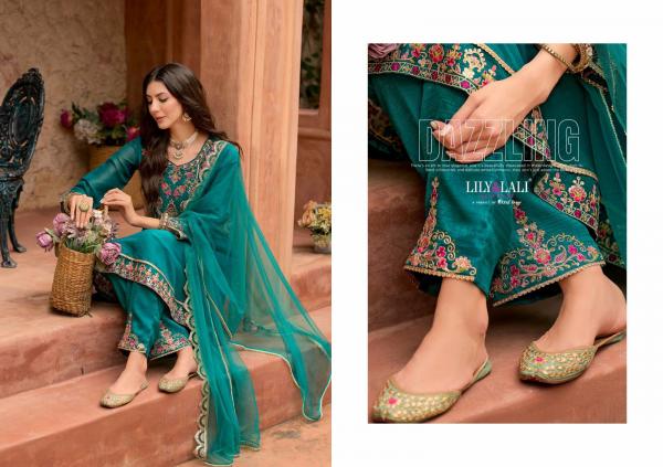 Lily And Lali Romania Silk Embroidery Handwork Kurti Pant And Dupatta Collection