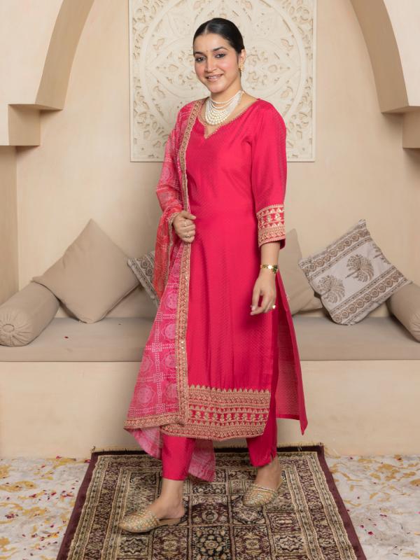 VP 9780 P Rose Rani Bandhani Kurta Set