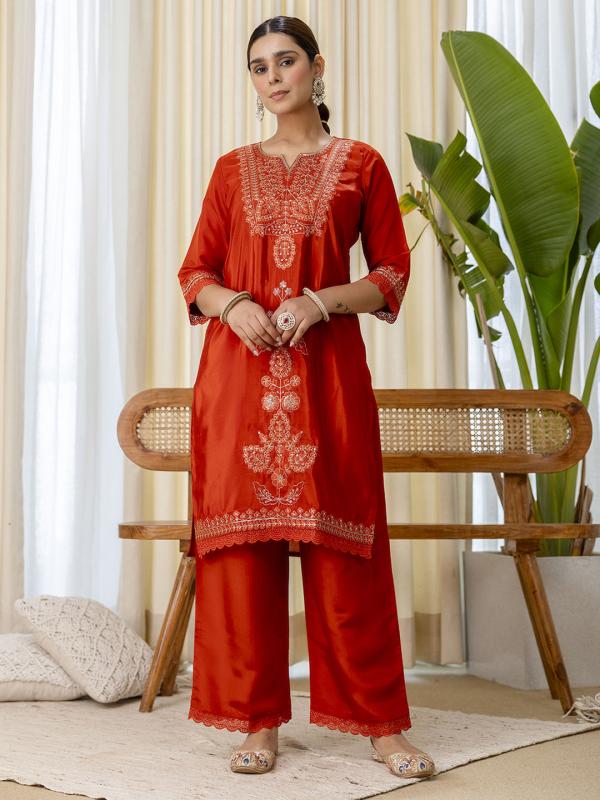 VP 9815 R Sindoori Noor Embroidered Kurta Set