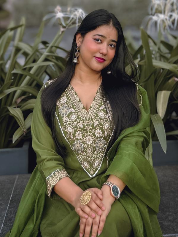 VP 9745 M Mehndi Kalidaar Festive Anarkali Set Suits