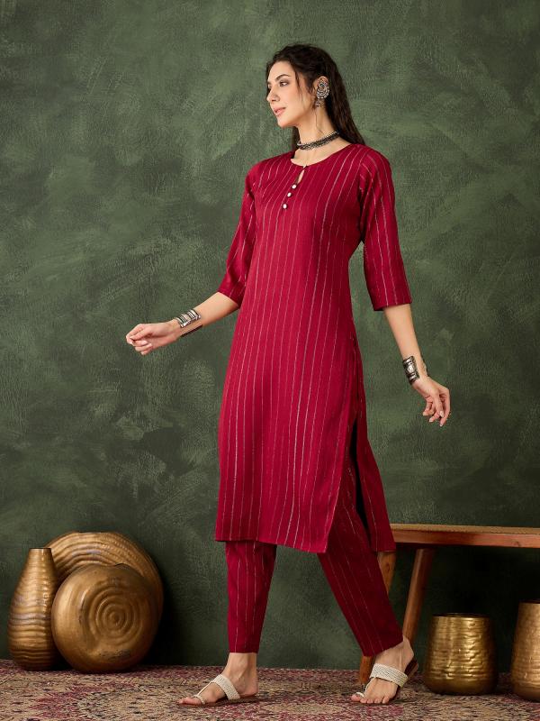 VP 9744 M Women's Office, Festive Wear Maroon Straight Kurta & Pant, Co-ord Set
