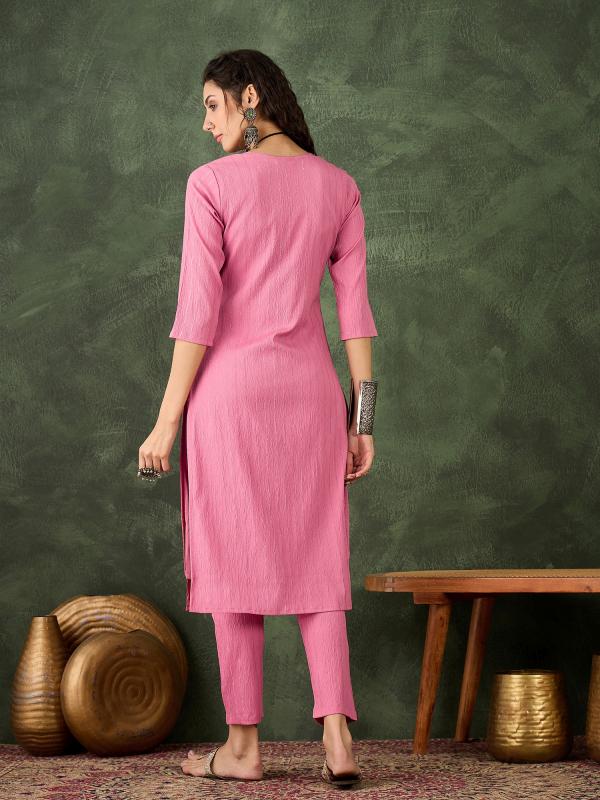 VP 9744 P Women's Office, Festive Wear Pink Straight Kurta & Pant, Co-ord Set