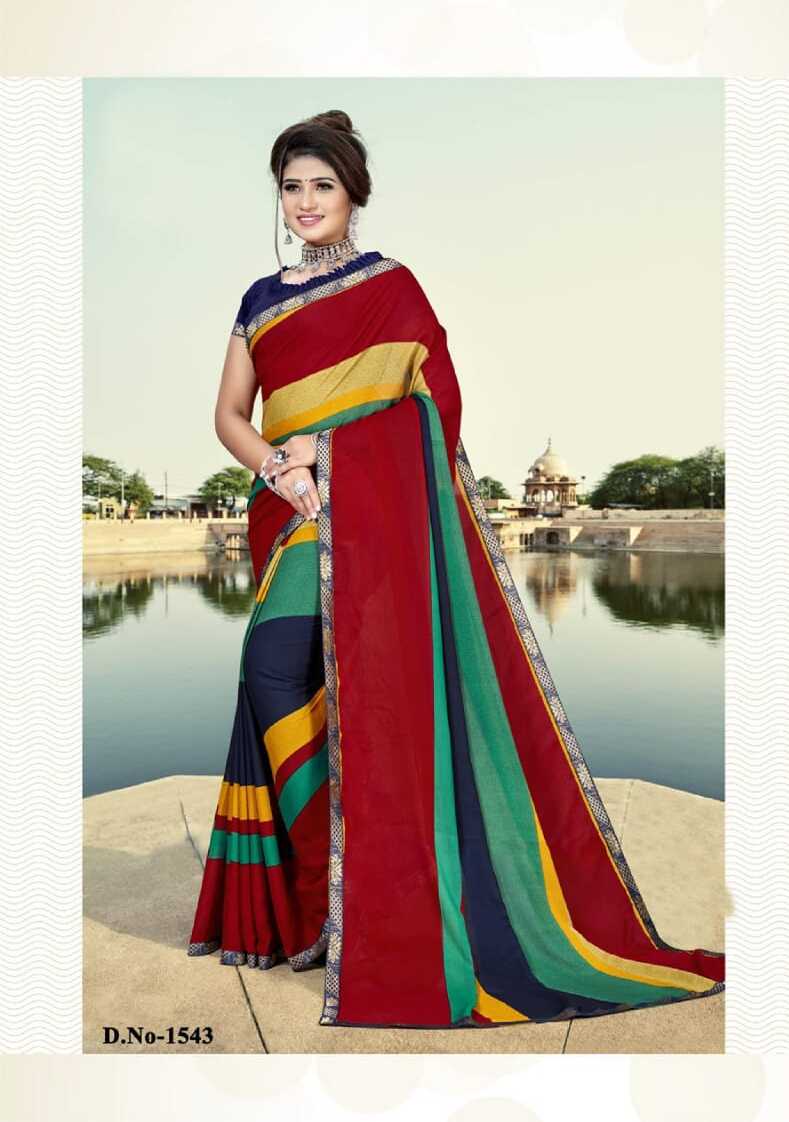 Designer Printed Saree with Fancy Border, Packaging: Plastic Bag at Rs 550  in Surat