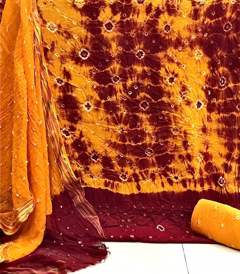 Floral Shibori Dress Material – MASALA WORKS