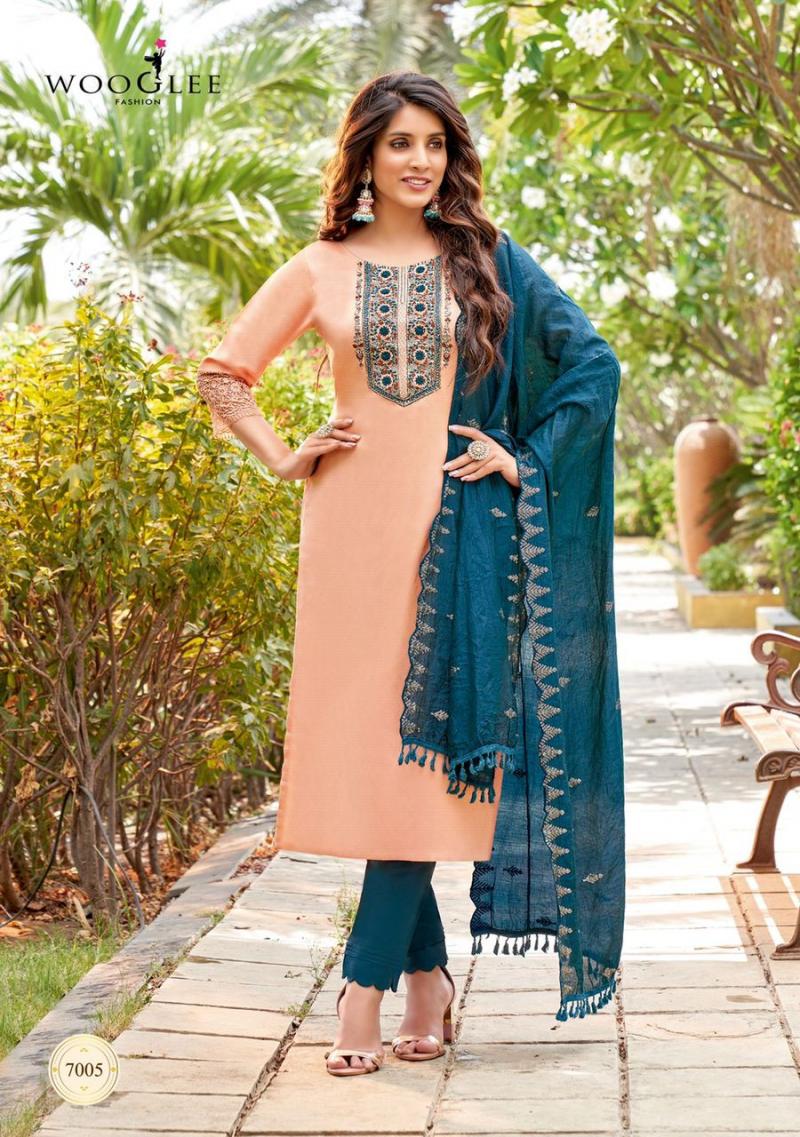 Wooglee Varnee Cotton Kurti With Bottom And Dupatta Collection:  Textilecatalog