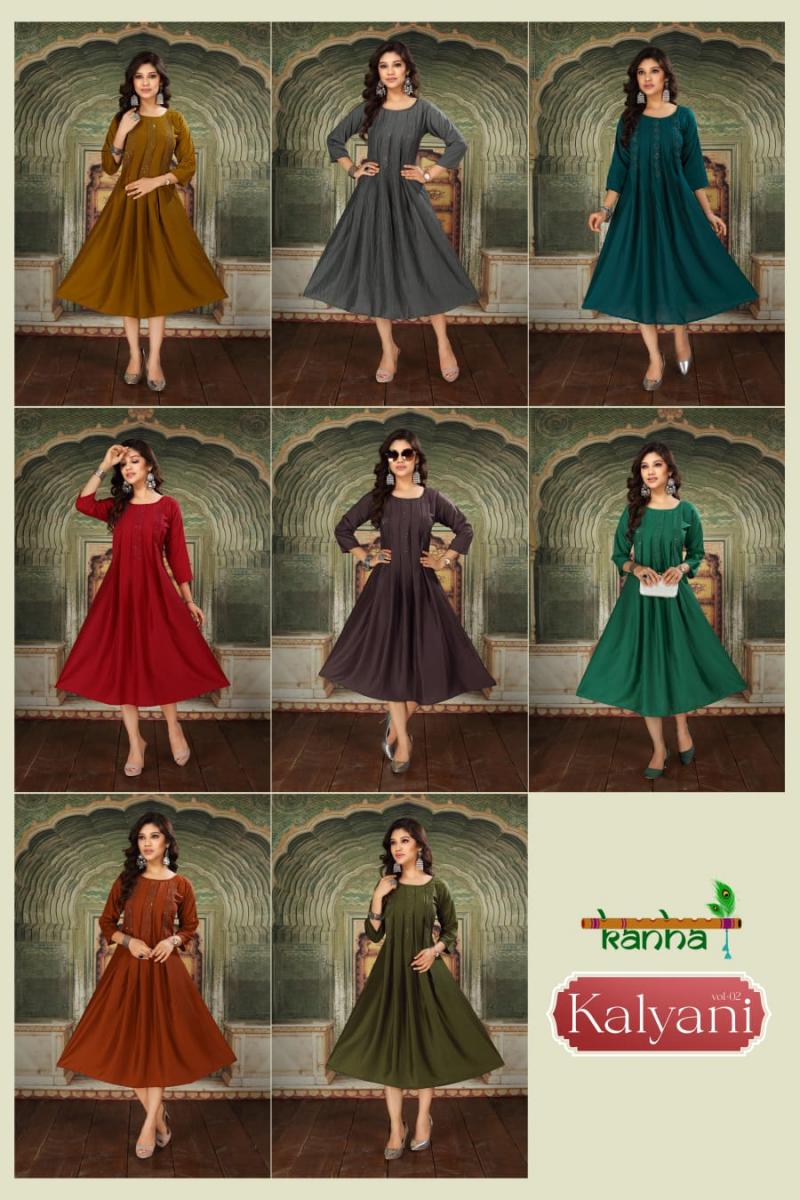 KANHA - KALYANI - CHINON SWAROVSKI WORK FROCK STYLE KURTI BY KANHA BRAND  WHOLESALER AND DEALER