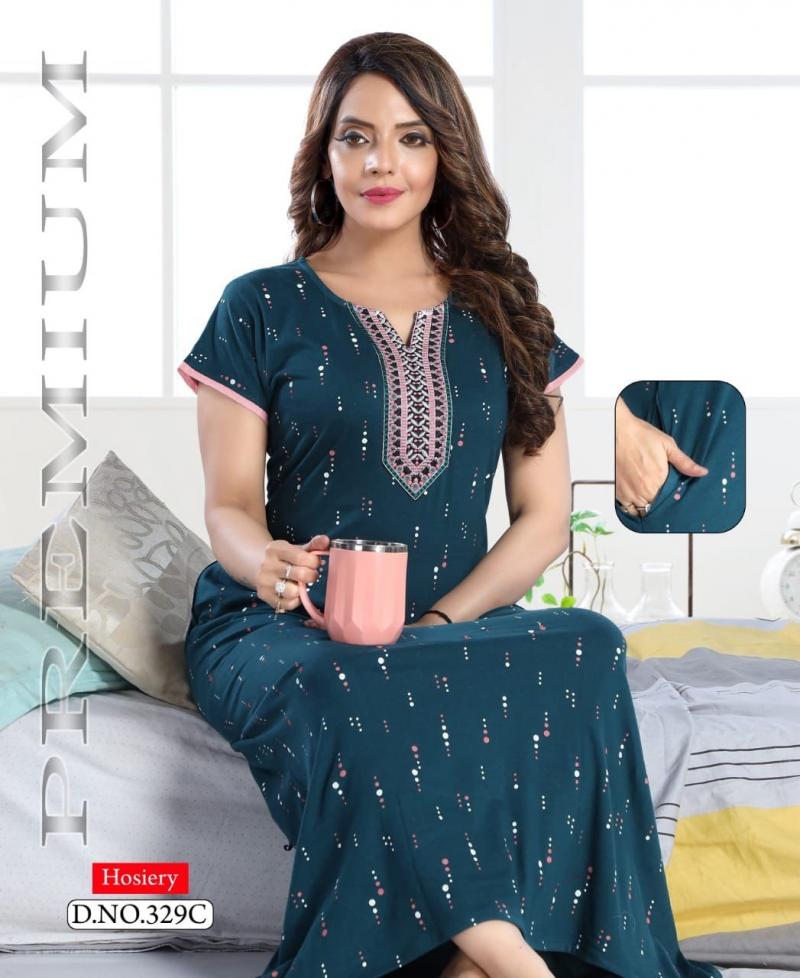 kavyansika vol 191 embroidery cotton hosiery night gown
