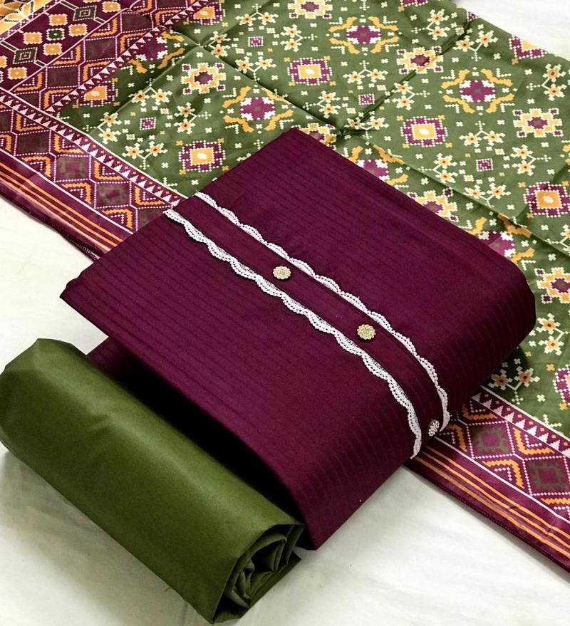 TCVT Patola Cotton Satin Designer Dress Material: Textilecatalog