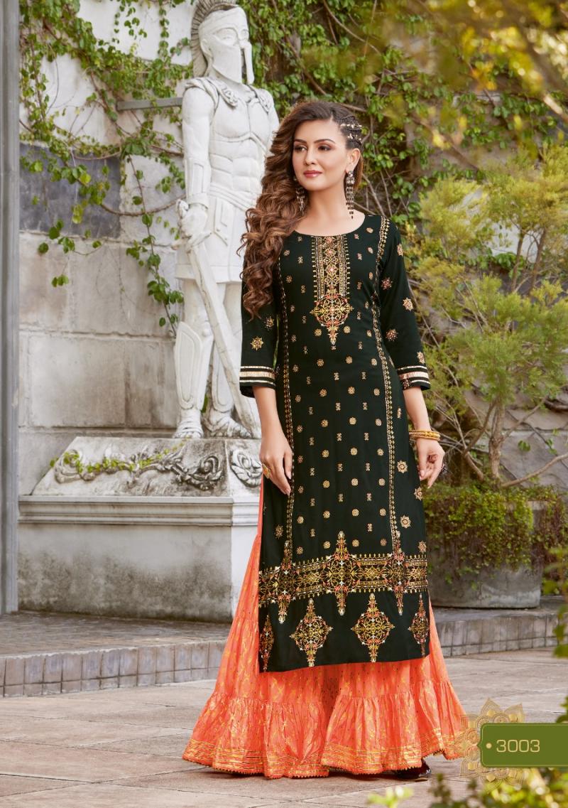 Yellow Complete Gotta Lace Work Cotton Long Kurti Sharara Dupatta Set at  Rs.8373/Piece in jaipur offer by Ikkal