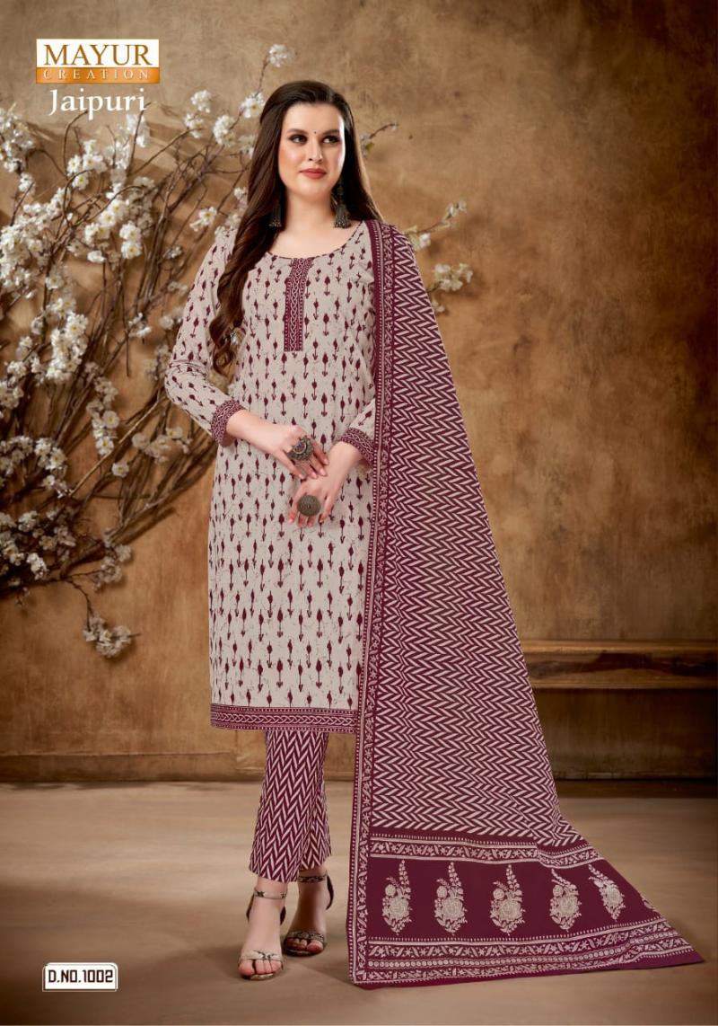 Jaipuri Printed Cotton Suit Material with Cotton Dupatta - Srishti Textile