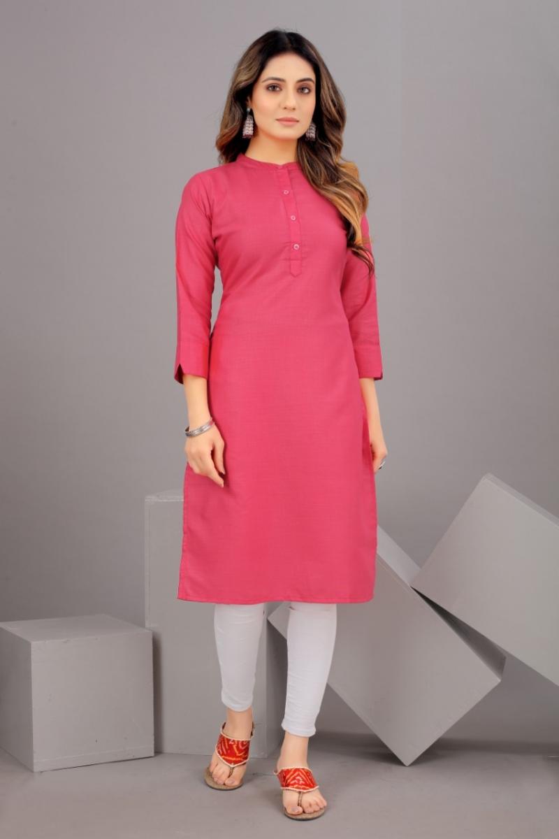 Dusty Pink Casual Wear Cotton Kurti | Latest Kurti Designs