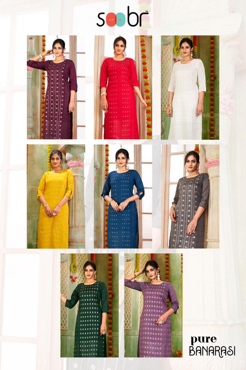 Buy Banarasi Style Women Pink & Green Self Design Kurti With Palazzos -  Kurta Sets for Women 2325115 | Myntra