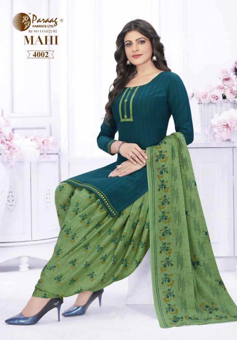 Paraag Mahi Vol-4 Cotton Designer Patiyala Dress Material ...