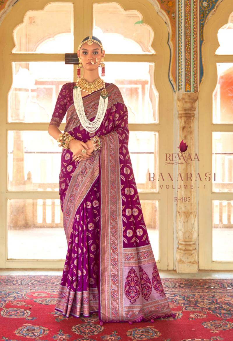 Buy Purple Katan Silk Handwoven Floral Jaal Banarasi Saree For Women by  Naaritva India Online at Aza Fashions.