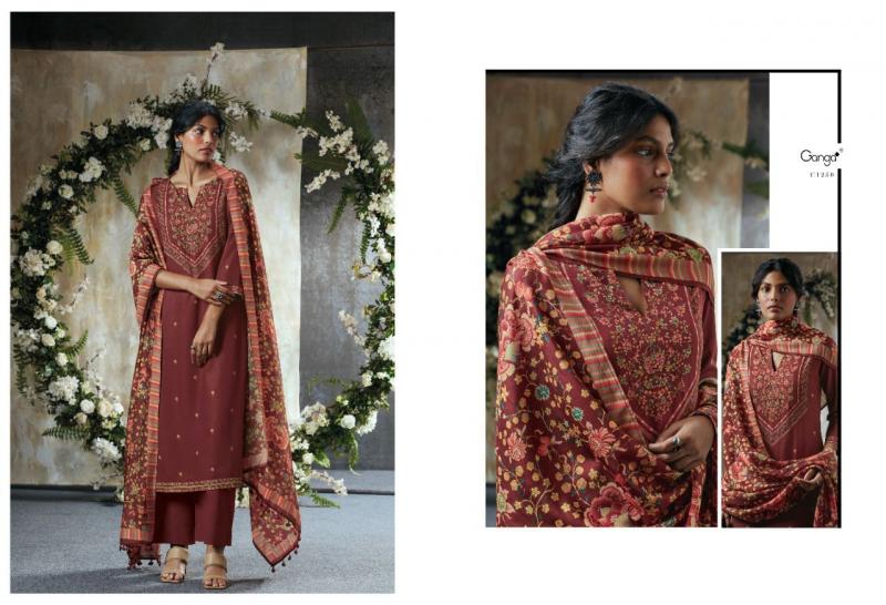 Ganga fashion Netra 1501 silk with fancy designer Dress material collection  at best rate