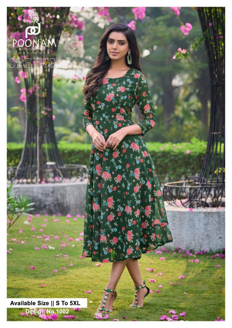 Miltary Green Georgette Kurti MHK297 | Miracle Boutique