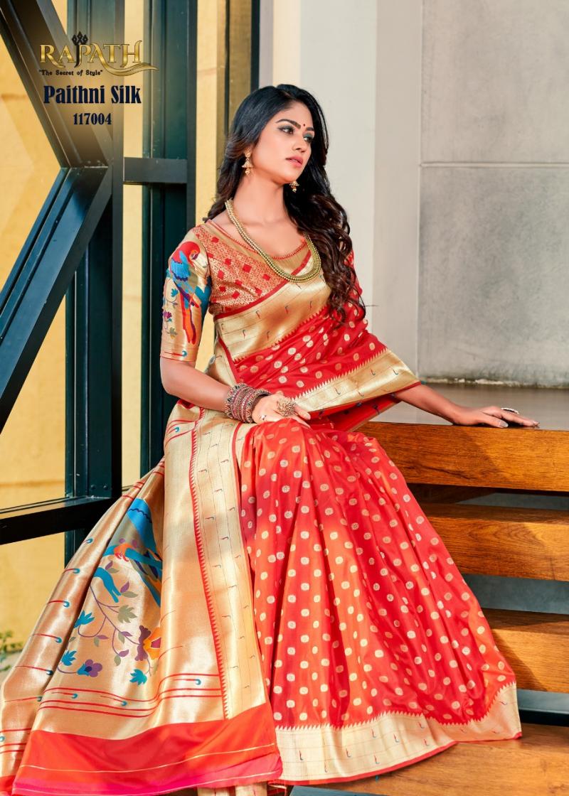 Buy Peach Silk Festival Wear Weaving Saree Online From Wholesale Salwar.