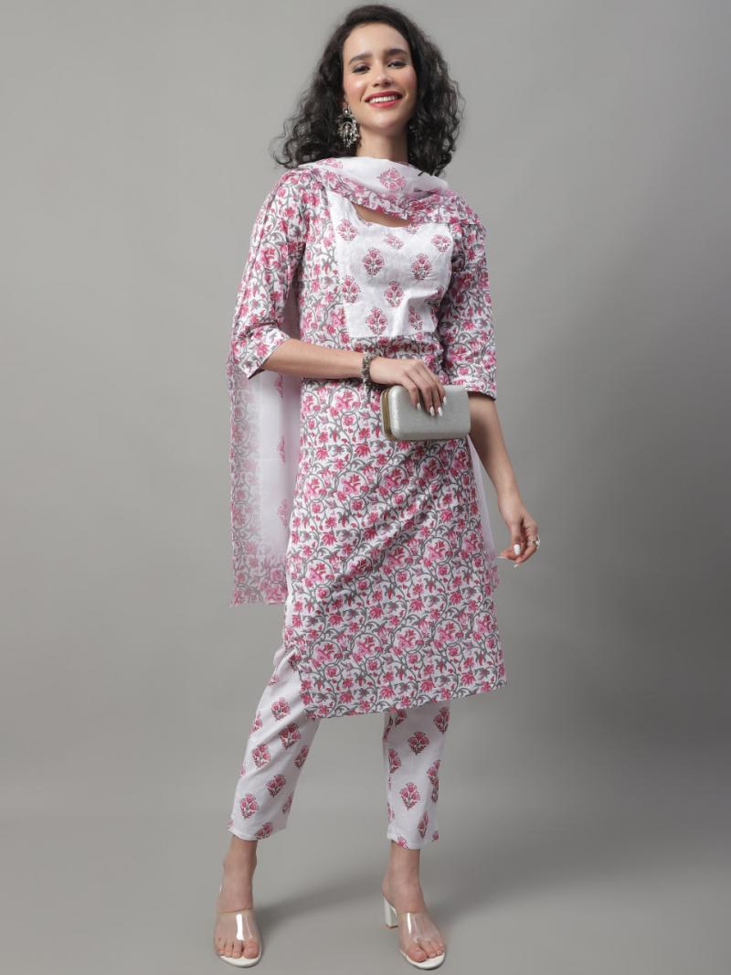 Designer Jaipuri Floral straight Kurti Set – Monamaar