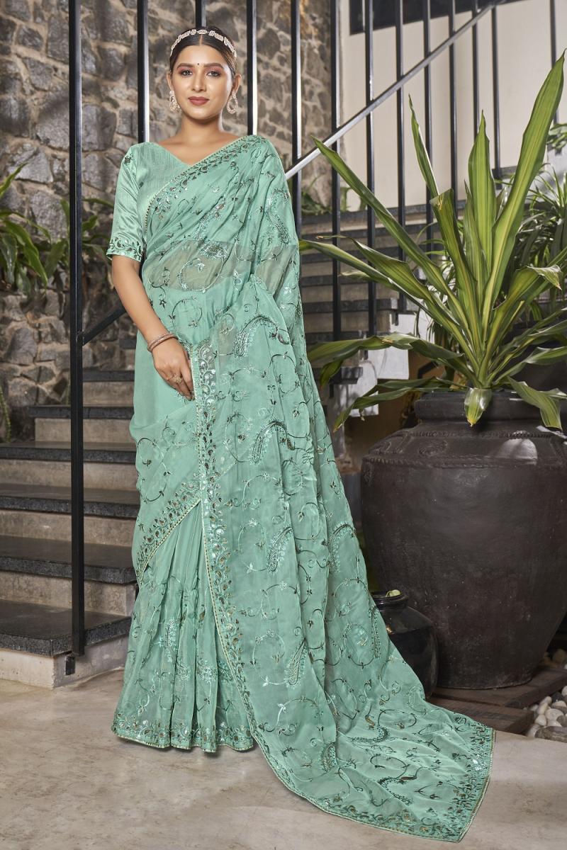 Buy Latest Party Wear Organza Saree Online In India | Me99